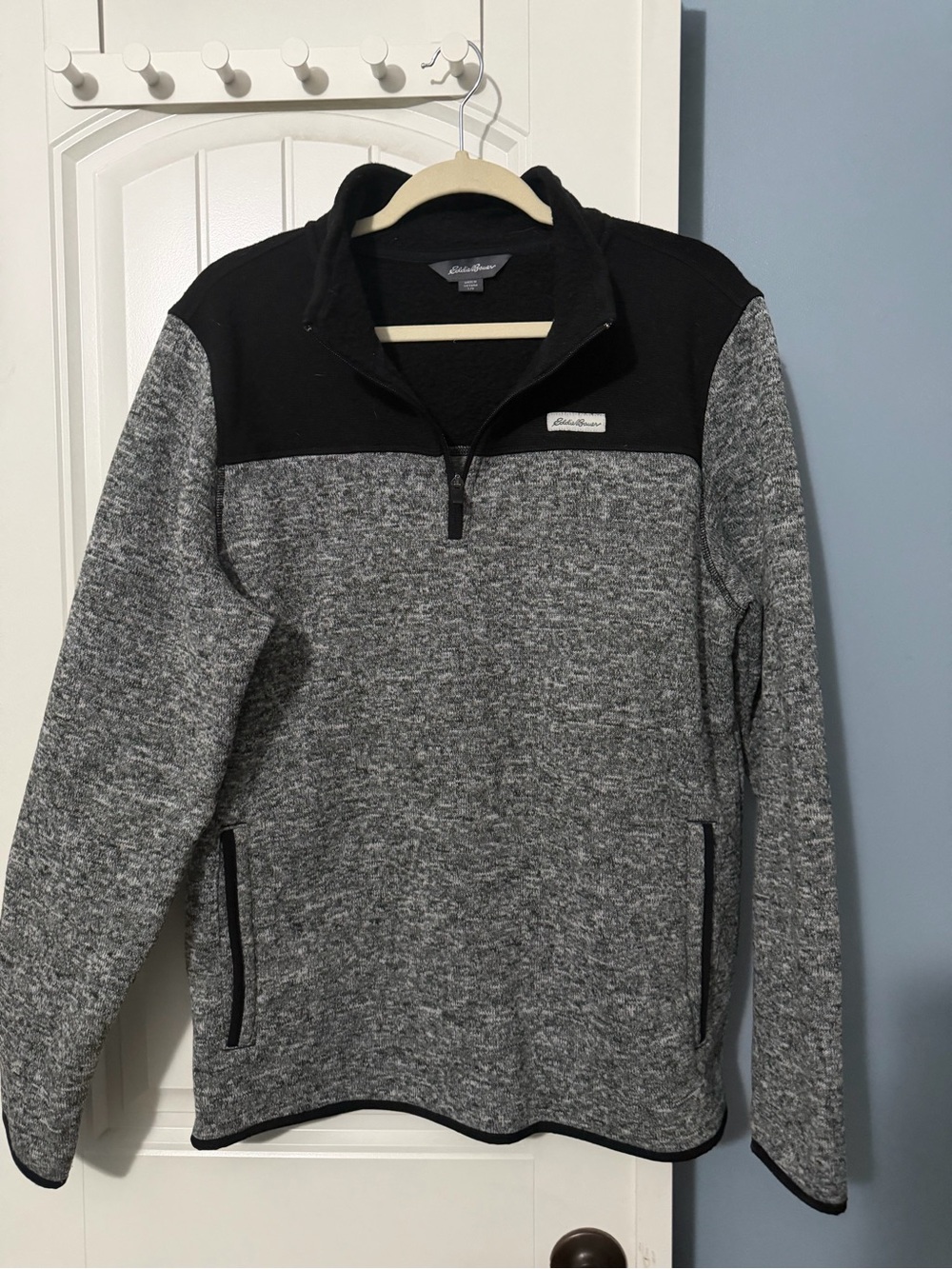 Eddie Bauer Men’s Black and Gray Half-Zip Pullover